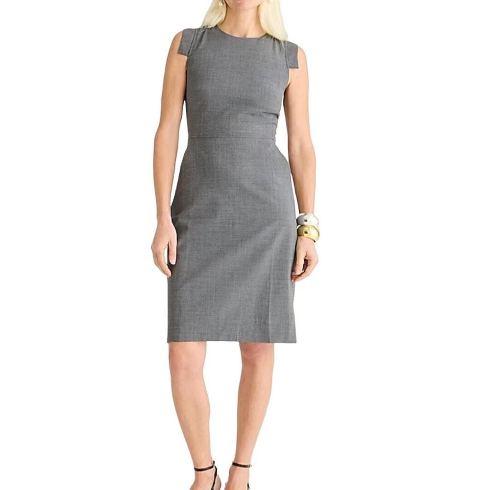 J. Crew Resume Sheath Dress Heather Gray Stretch Wool Pockets Size 4T